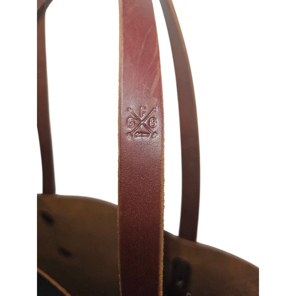 Go Forth Goods Dark Brown Leather Avery Tote Bag Handmade USA Large Carryall